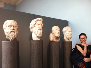 British Museum photo_Dionna with busts of philosophers